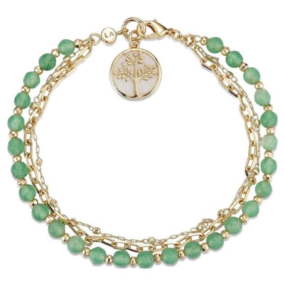 by Brilliance Women's 14Kt Gold Flash Plated Genuine Green Aventurine - Picture 1 of 2